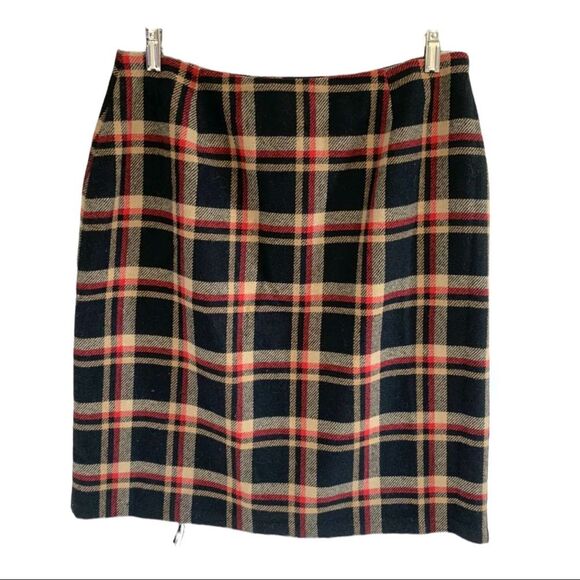 Sag Harbor Wrap Skirt Red Tab Wool Fringe Lined sz 12 - Picture 2 of 6